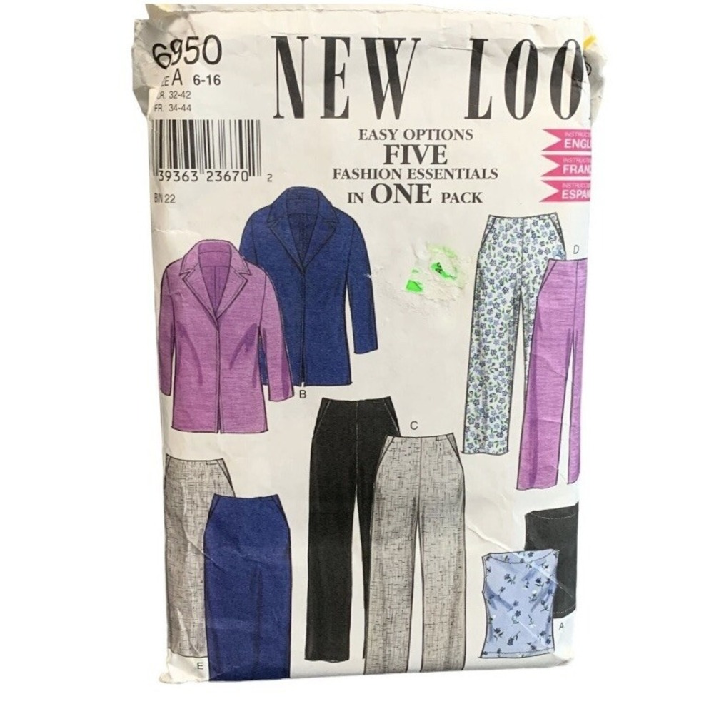 New Look Sewing Pattern 6950  Sizes 6-16 Shirt Jacket Pants & Skirt Cut Complete